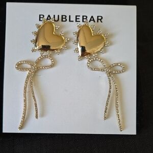 BaubleBar Gold Heart and Bow Earrings